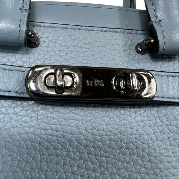 Coach NWOT Swagger Top Handle Crossbody Pebbled Leather Cloud Blue - Picture 9 of 16
